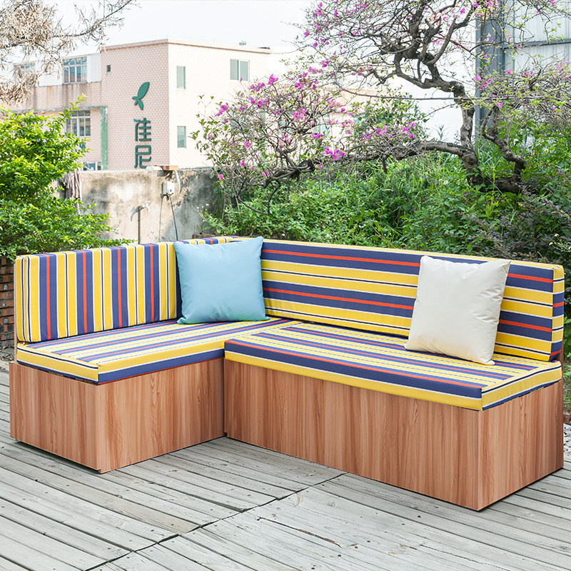Customized waterproof sponge cushion backrest integrated outdoor card seat platform sofa cushion customized hard sponge striped cushion
