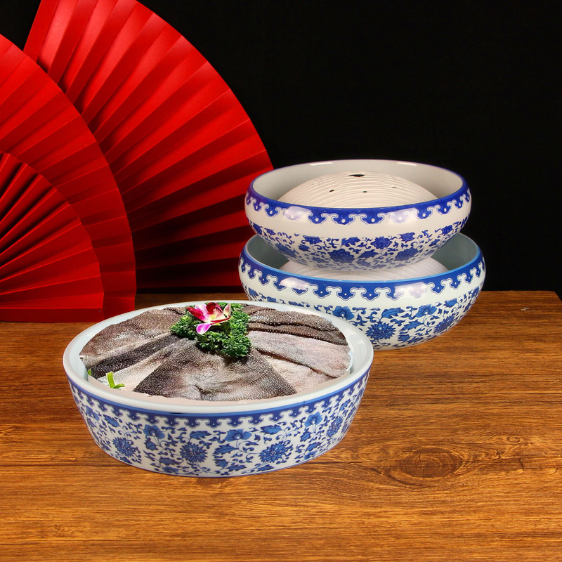Special Imitation Porcelain Tableware, Nostalgic Retro Blue and White Shallow Bowl, Tripe Bowl, Duck Intestine Bowl, Creative Tableware for Hot Pot Restaurant