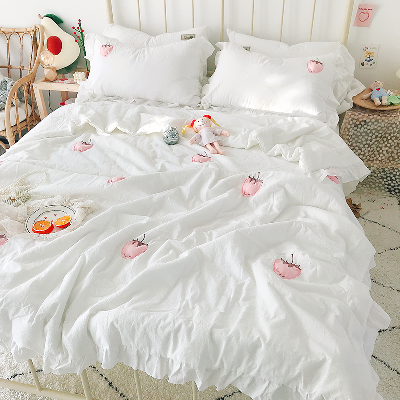 ins wind soft and skin-friendly baby grade full cotton pure cotton cool is covered by three or four pieces double air conditioning quilt cover by summer cool quilt
