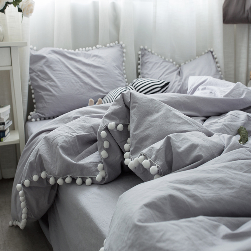 ins washed cotton balls ball four pieces oversoft pure cotton full cotton quilts nude sleep princess wind 1 8m bed sheet girl hearts