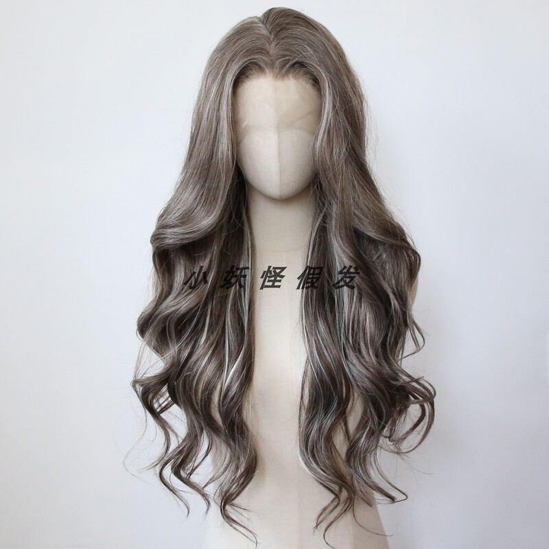 Brown Mixed with Platinum Blonde Lace Front High-Temperature Fiber Paris Dyed Hot Girl Big Wave Curly Full Wig Set Brown Mixed with Platinum Blonde Lace Front High-Temperature Fiber Paris Dyed Hot Girl Big Wave Curly Full Wig Set