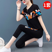 Casual thể thao phù hợp với tay áo ngắn nữ 2020 mùa hè mới của Hàn Quốc phiên bản lỏng hiển thị mỏng xu hướng phong cách thời trang hai mảnh bộ