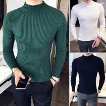 Autumn and winter sweater mens velvet thickened Korean version slim-fit handsome inside the trend of the collar base shirt semi-high-neck sweater