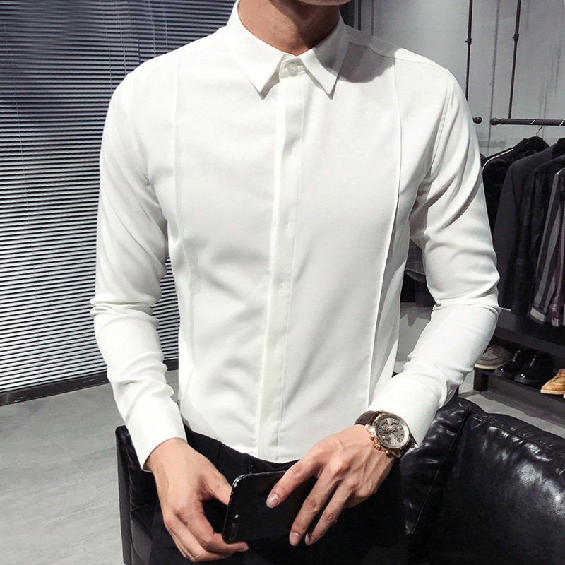 Men's shirts long-sleeved slim Korean version trendy and handsome autumn shirts formal suits business casual wild white shirts men