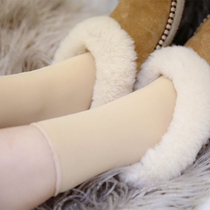 Autumn and winter warm wool socks children in the tube stockings tube light leg flesh color plus velvet thickened calf artifact snow socks