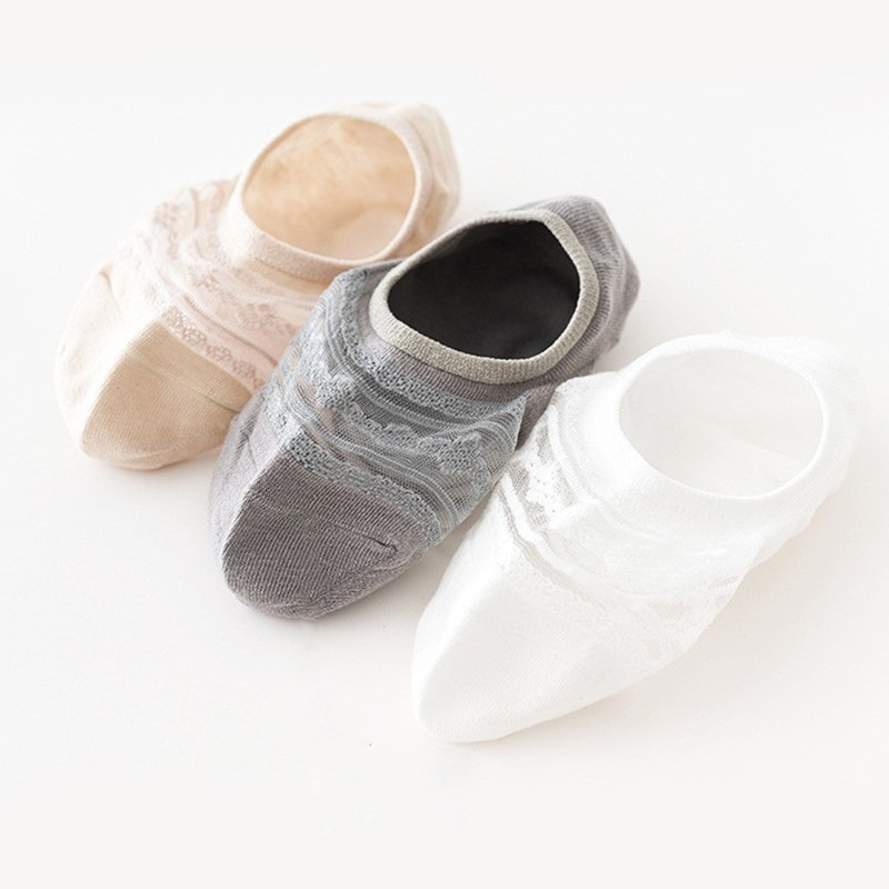 Minimyoka Jacquard Socks Summer Thin style Breathable Anti Slip Silicone Invisible Light Mouth Ship Socks Perspiration