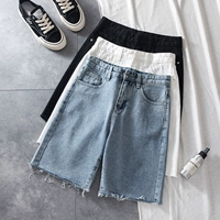 Джинсовая юбка, шорты, тонкие штаны, коллекция 2022, высокая талия, свободный прямой крой, по фигуре