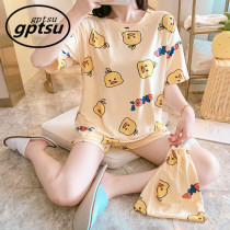 Japan Gp Summer Day Ensemble Cartoon Pyjamas Woman Short Sleeve Small Bear Comfort Modale Short Sleeve Home Suit Suit