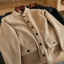 In winter you are not afraid of thickened and warm mens knitwear coat lapel cardigan button sweater top tide
