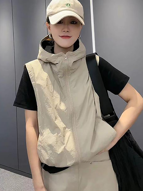 Versatile Loose Vest for Women, Spring and Summer Sun Protection Jacket, Casual Sports Vest, Outdoor Windbreaker, Thin Style