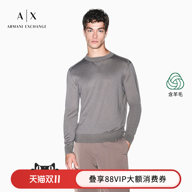Armani Exchange/Armani's New Autumn and Winter Men's Lyocell and Wool Blended Pullover Knitted Sweater Armani Exchange/Armani's New Autumn and Winter Men's Lyocell and Wool Blended Pullover Knitted Sweater
