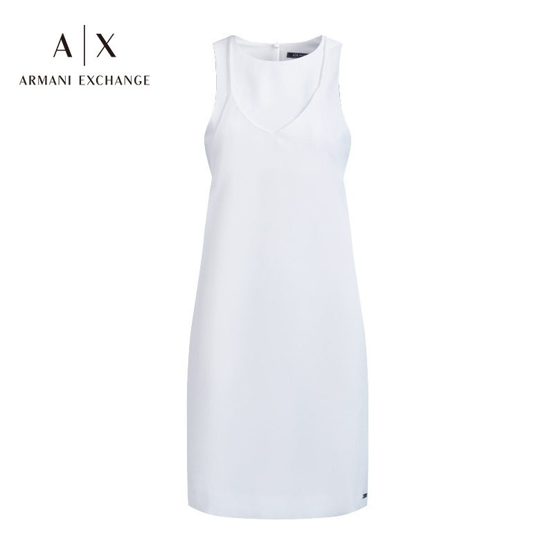 Armani Exchange Armani AX sleeveless middle - length hollow design temperament white dress woman