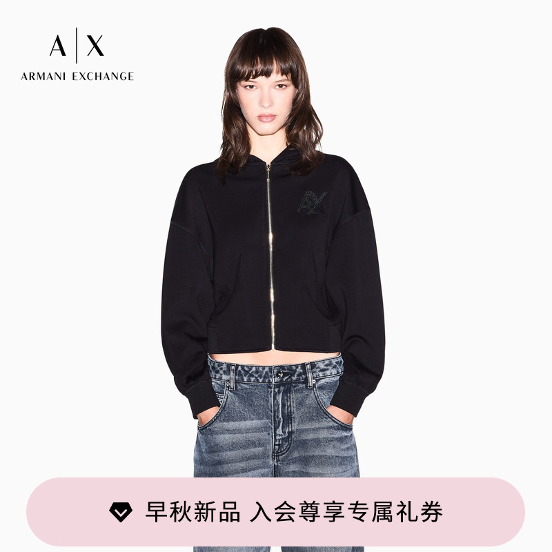 Armani Exchange/Armani 26 New Autumn Style Women's Hooded Zipper Casual Off-Shoulder Jacket Armani Exchange/Armani 26 New Autumn Style Women's Hooded Zipper Casual Off-Shoulder Jacket