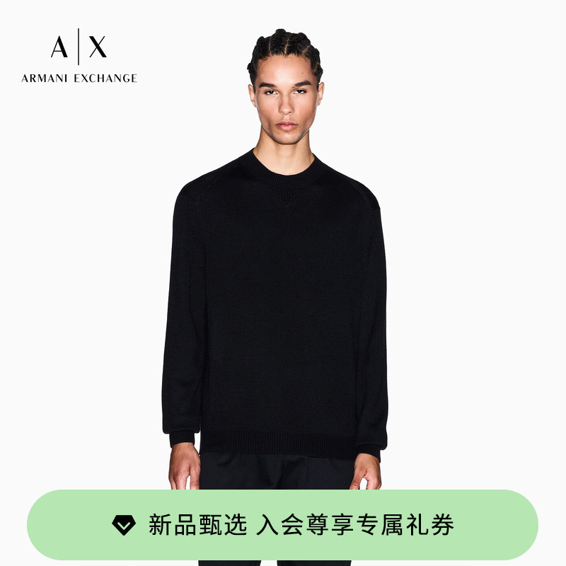 Armani Exchange/Armani Men's Round-Neck Wool Blend Old Money Style Business Knit Sweater Official Armani Exchange/Armani Men's Round-Neck Wool Blend Old Money Style Business Knit Sweater Official