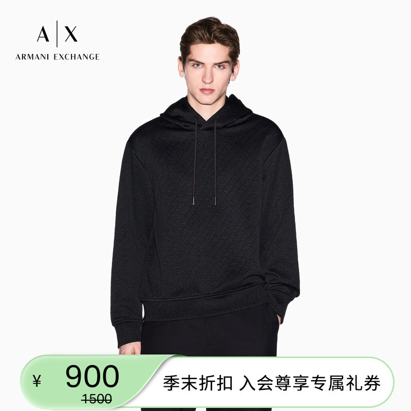 Armani Exchange/Armani's New Summer Style Men's Hooded Pullover Jacquard Sports Fit Sweatshirt