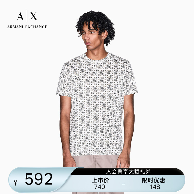 Armani Exchange/Armani's 26Th Summer New Men's Pure Cotton Short-Sleeved Full-Print T-Shirt