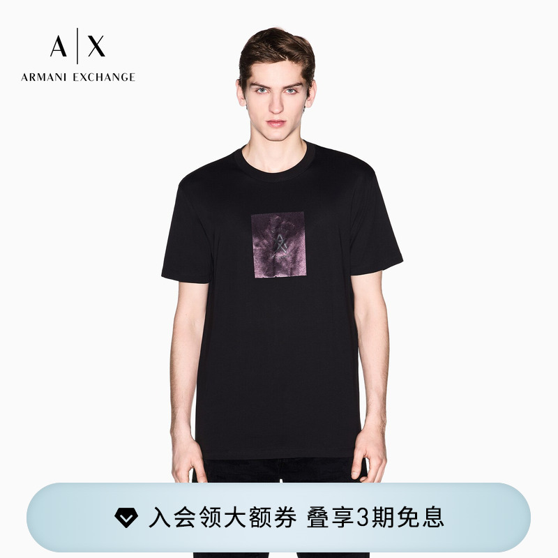 Armani Exchange/Armani 26 Spring and Summer New Men's Round Neck Short-Sleeved Right Shoulder Printed Cotton T-Shirt