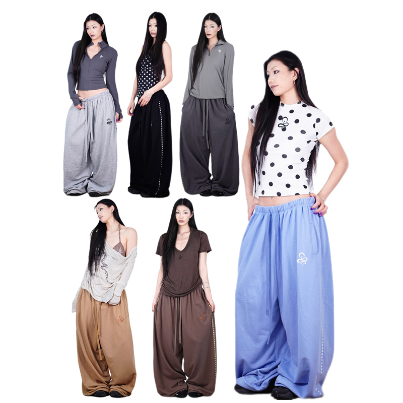Suans Original LAOSHU Crescent Vertical Stripe Square Rivet Loose Versatile Stylish Loose Sports Casual Sweatpants Suans Original LAOSHU Crescent Vertical Stripe Square Rivet Loose Versatile Stylish Loose Sports Casual Sweatpants