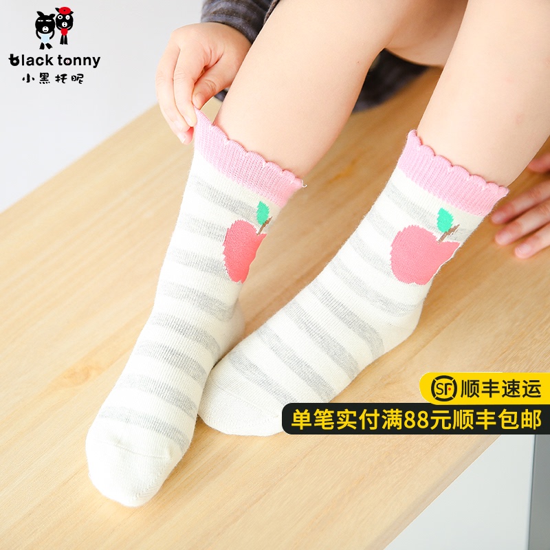 Little black Toni Toni tounee Girls cotton socks Children's socks autumn and winter girls primary and secondary school socks