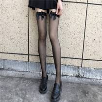 Japanese bow loli lace long black stockings thin style sentimental white jk knee high high speed socks for women