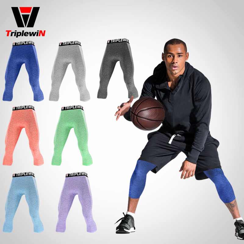 Light and breathable leggings men's super elastic Sports Basketball snowflake seven points inside pants quick-dry multi-color football fitness