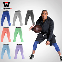 Light and breathable leggings mens super stretch sports basketball snowflake base seven-point pants quick-drying multi-color football fitness