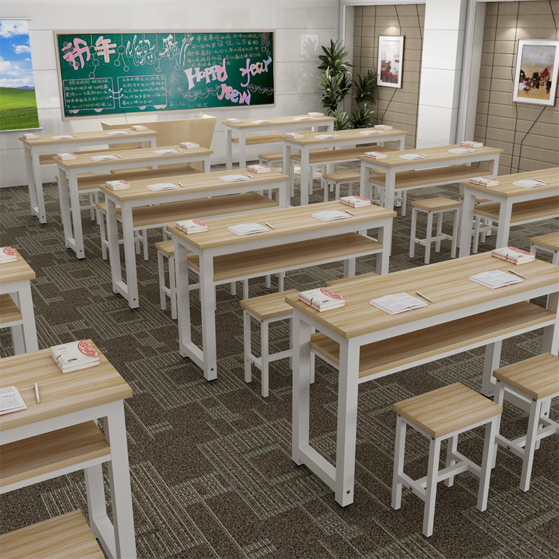 Primary and middle school students' desks and chairs training desk coaching class manufacturer direct selling strip table double desk training course school