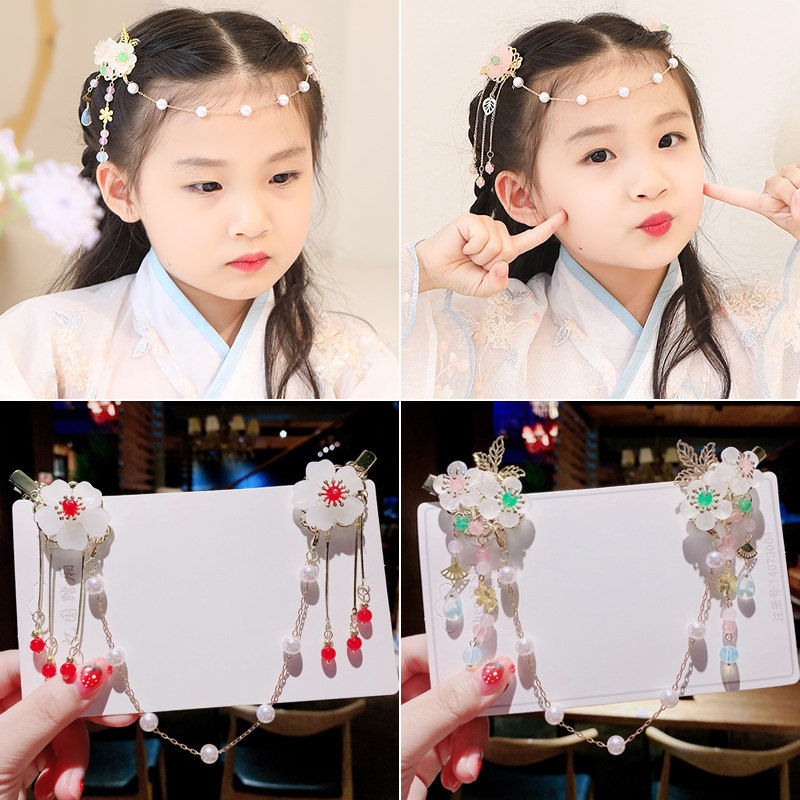 Children's forehead chain Princess Super Fairy ancient style brow pendant headdress Little girl Ancient style Hanfu hair ornament Ancient hair clip
