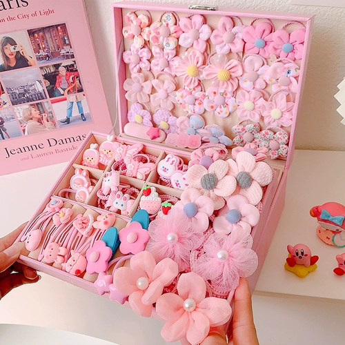 Розовый детский аксессуар для волос, подарочная коробка, комплект, наряд маленькой принцессы, шпильки для волос, в корейском стиле, подарок на день рождения