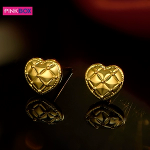 PINKBOX/娉饰珠宝 Классические атмосферные золотые серьги с ромбовидным узором на день Святого Валентина