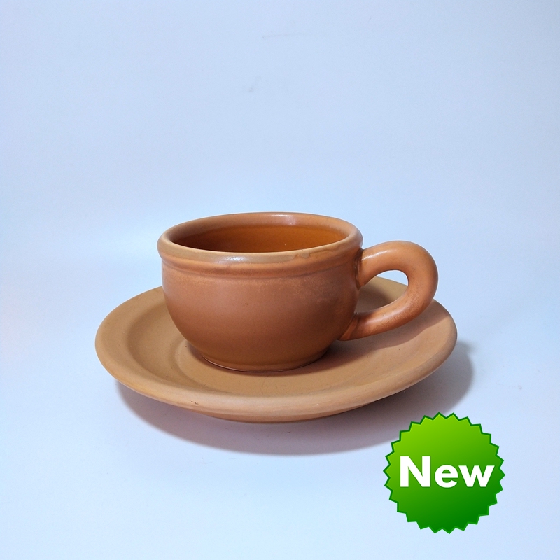 1980S Export Warehouse Old Stock Cup and Saucer Set 270Cc Cheese Yellow Matte Glaze One Cup One Saucer Combination