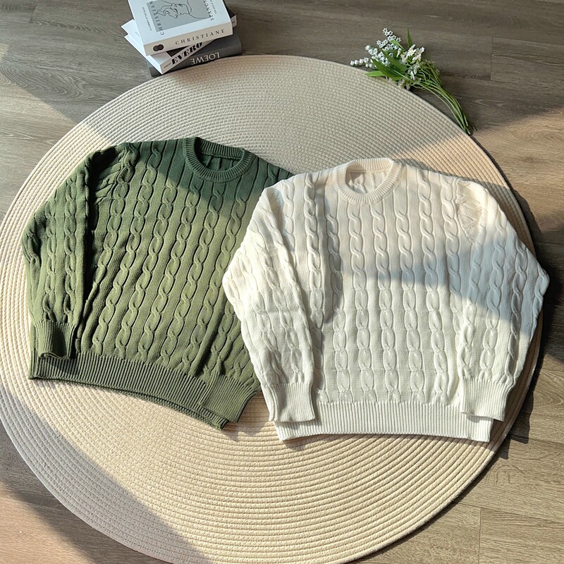 7Ac Autumn and Winter Cable Knit Pullover Pure Cotton Warm Long-Sleeve Knitwear Old Money Style Sweater Cleanfit 7Ac Autumn and Winter Cable Knit Pullover Pure Cotton Warm Long-Sleeve Knitwear Old Money Style Sweater Cleanfit