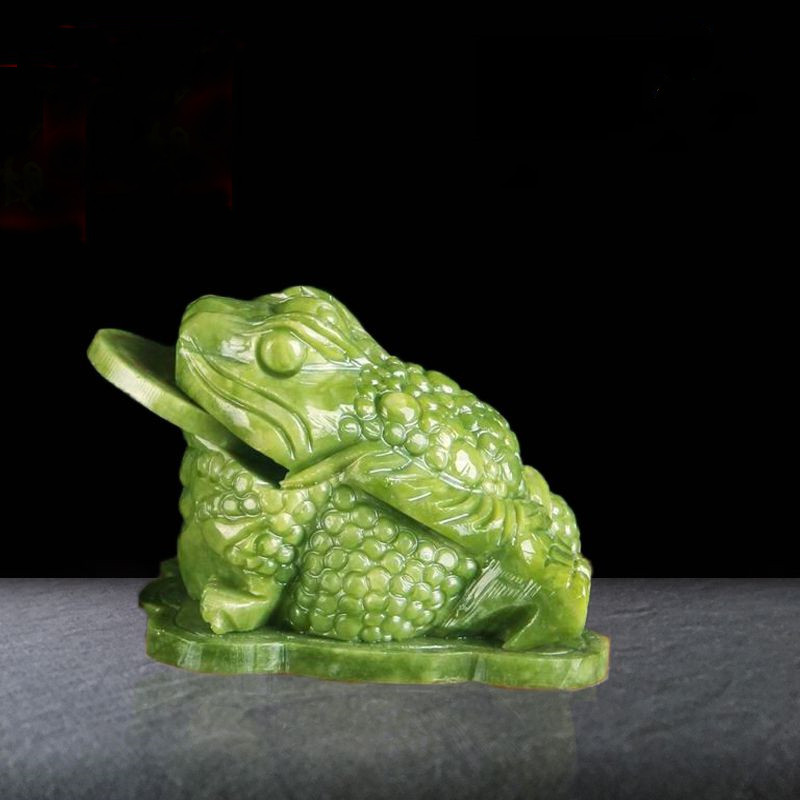 Natural pure Xiu jade Jade Gold Jade Golden Toad Jade Sculpture Three Foot Toad Special the Three-foot Golden Golden Cicada Shop Wang Chaicao