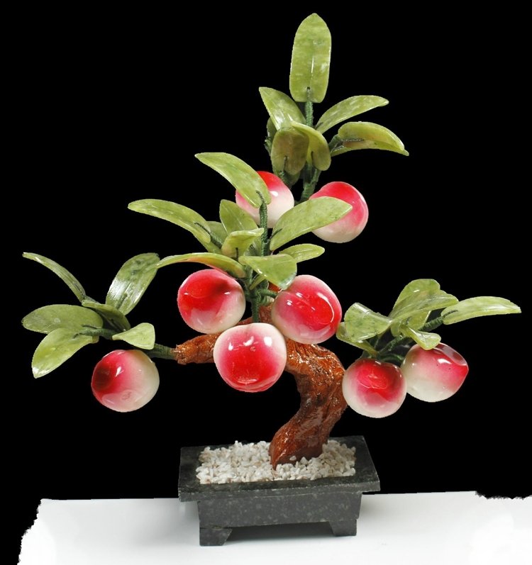 Jade Supeach Tree Jade Pan Scenery Home Xuanguan Ornaments Fairy Peach Panpeach Tree Jade Sculpture Natural Handicraft Swing Decoration