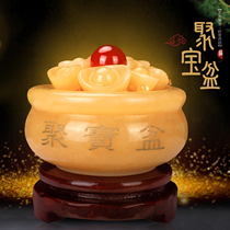 Natural rice yellow jade polyppot jade Yuan Bao Zhaoyuan Jade Ware Home Poly and jade Jade Sculpture Decorative handicraft pendulum pieces