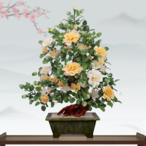 Natural Jade Primary Color Large Peony Flowers Bonsai Living Room Home Residence Decoration Pint Jade Sculpture Villa Company Upscale Pendulum
