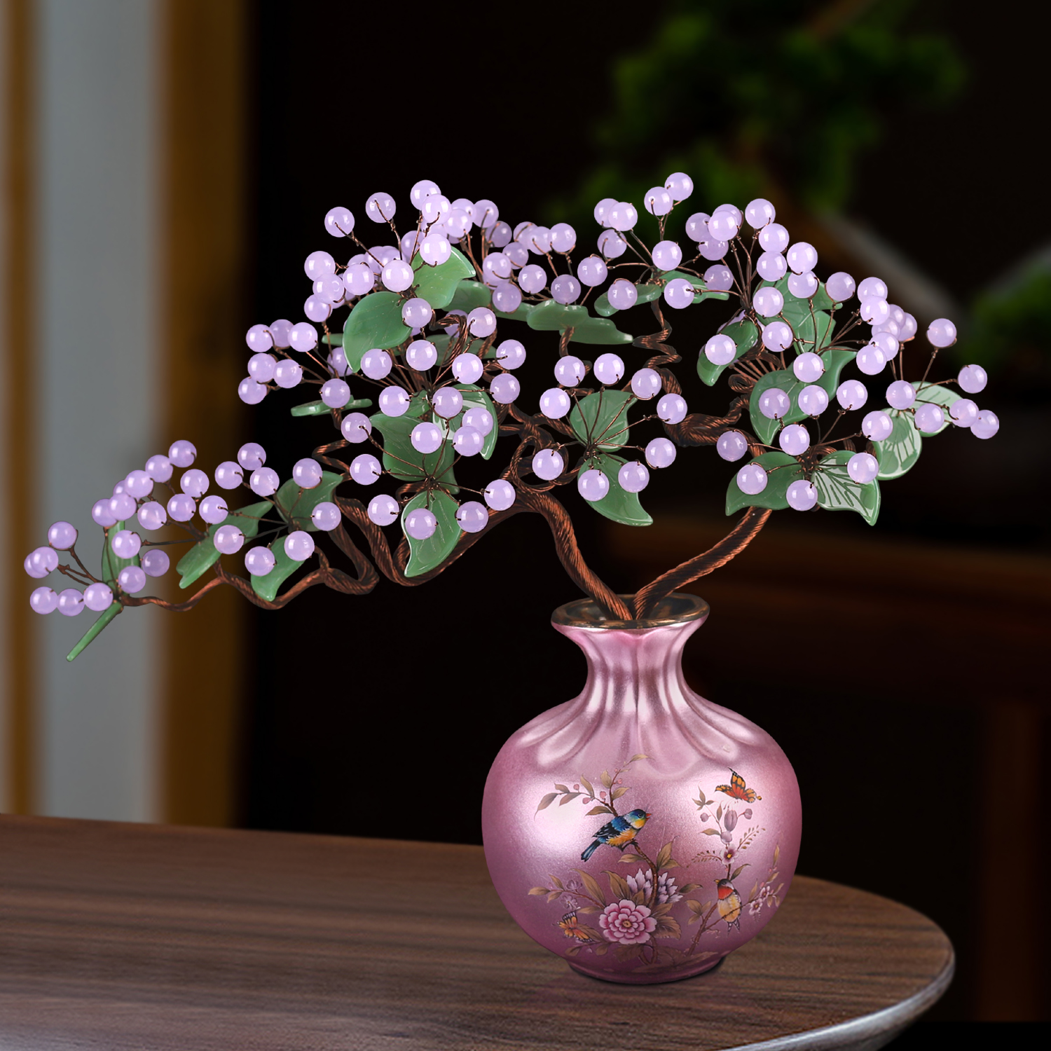 Natural crystal jade chalcedony home living room wine cabinet office housewarming gift opening jade carving handicraft decoration