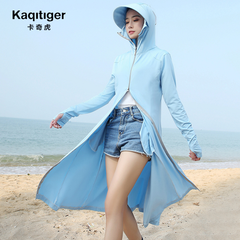 Sunscreen women's jacket 2022 new anti-UV long version of thin section driving sunscreen with cap ice silk sunscreen