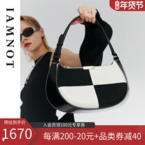 IAMNOT original portable panda bag female leather underarm bag checkerboard light luxury senior sense niche shoulder bag