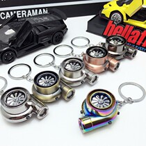 LED light electric turbo keychain with sound key chain pressurized car modified pendant Hellaflush