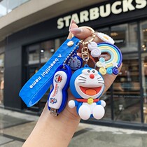 Net red cute robot cat cartoon car keychain pendant female couple schoolbag doll hanging key ring chain