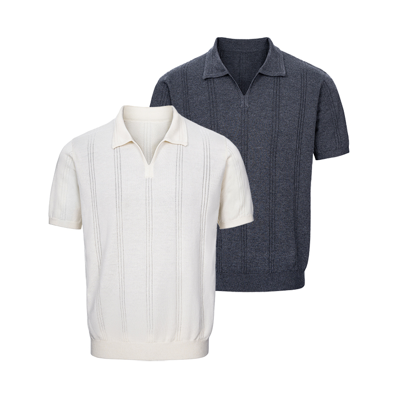 Catsstac Messenger Seagull Collar Wool Short Sleeve Shirt, Simple and Elegant, Light Luxury Texture, Three-Dimensional and Breathable
