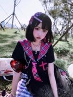 Средний Сатурн [Рок -возлюбленная] Оригинальная рука -Сделанная одежда JK Sailor Коротко -пехоту панк -розовая розовая летняя горячая девушка сладкая и крутая