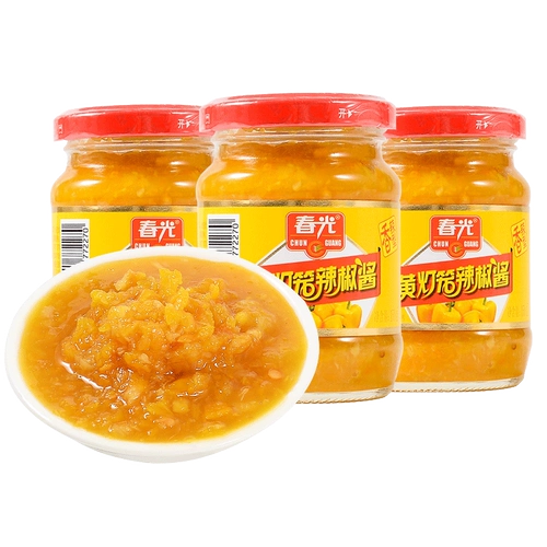 Hainan Specialty Spring Желтый фонарь соус чили 150 г*3 банки острый острый вкус чеснок Супер специальный пряный желтый соус из нарезанного перца нарезанный перец