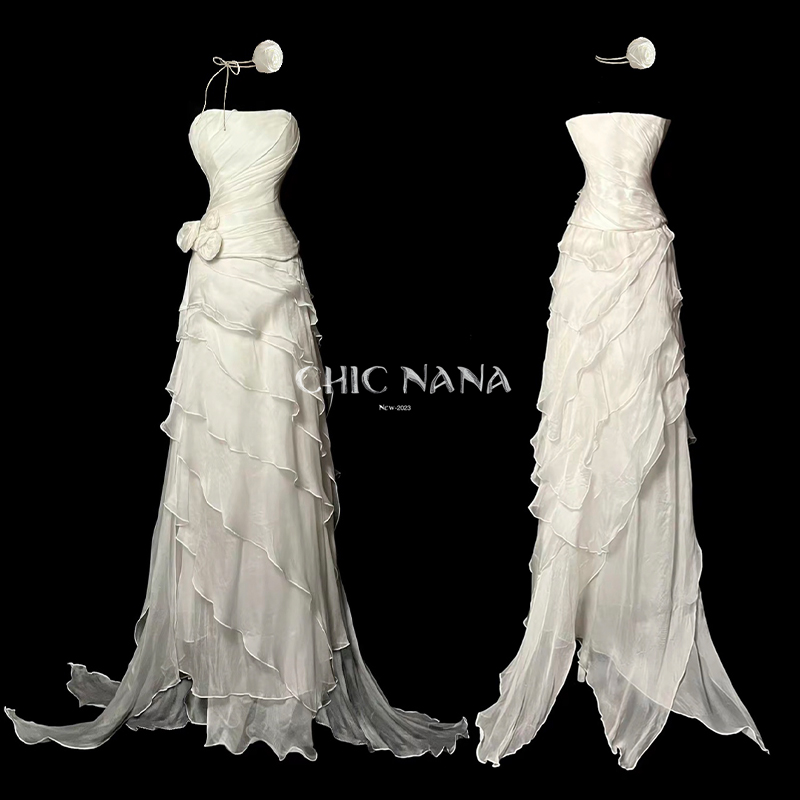Tube top, advanced evening dress, skirt, bridesmaid dress, french style, high-quality style