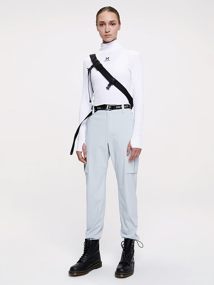 hotsuit back show quick-drying trousers 2020 spring new women's woven breathable casual drawstring slim overalls