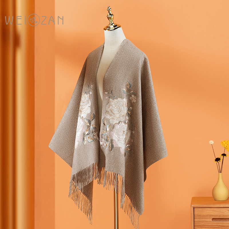 High-End Wool Scarf, Women's Cashmere Shawl, Mother's Cheongsam Outerwear, Gift for Elders, Elderly People