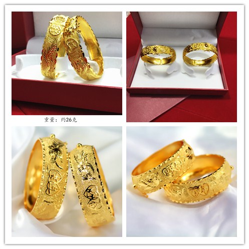 Cô dâu mới cưới mạ vàng bracelet wedding dragon và phoenix bracelet mô phỏng vòng đeo tay cưới rồng và vòng đeo tay vàng không phai