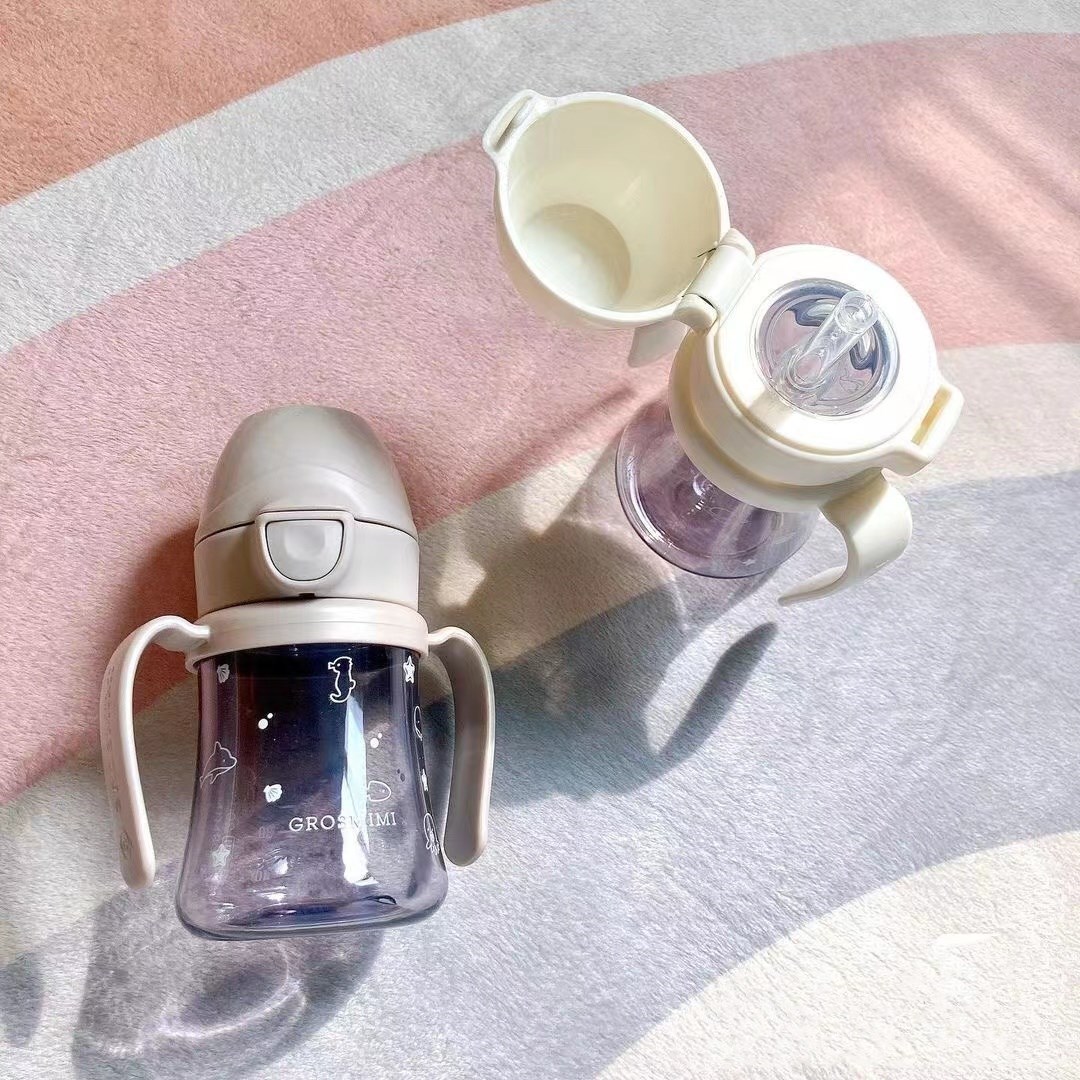 South Korea's new Groo straw cup baby ppsu straw cup Mimi baby anti-choking bottle gravity ball anti-fall
