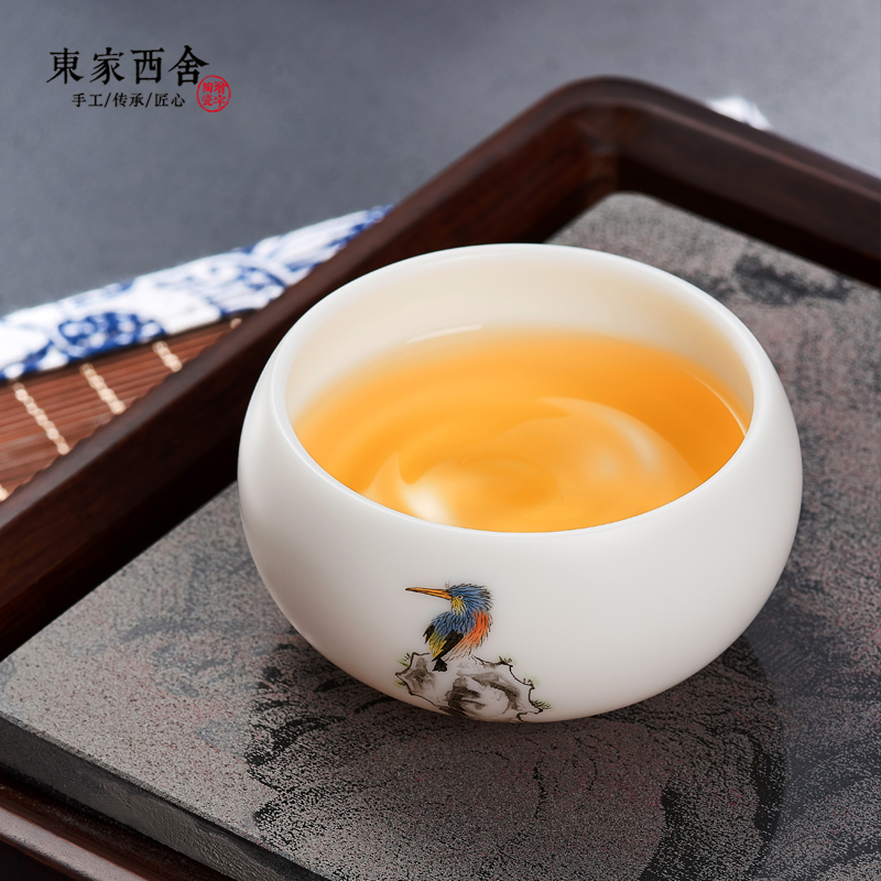 Defied White Porcelain Tea Tea Tea Tea Cup Master Cup Tasting Cup Pure Hand Painted Zen Cup Goat Fat Jade Ceramics